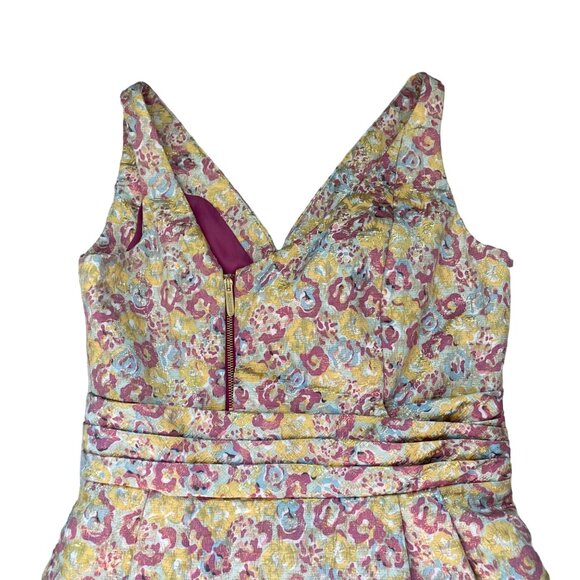 Zac Posen For Target Floral V-Neck Dress Size junior 11 Pink/Yellow Polyester/Co - Picture 10 of 11